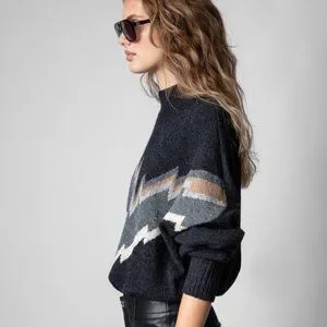 ZADIG&amp;VOLTAIRE - zadig&amp;voltaire カシミヤ100％ ハート♥ニット Mサイズ Zadig & Voltaire Kanson Sequin-Embellished Cashmere Sweater
